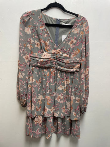 She & Sky Light Gray Floral Peach Pink Yellow dress
