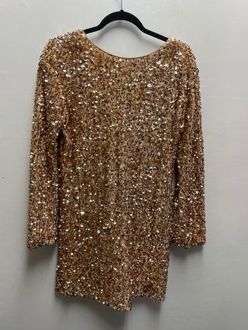 Lovelo Gold Sequin w/Black Ribbon Tie in Back 