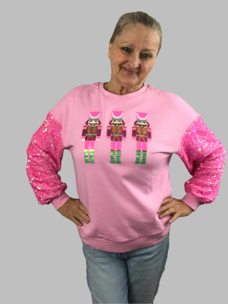 Hot Pink Nutcracker Sweatshirt w/Sequin Sleeves