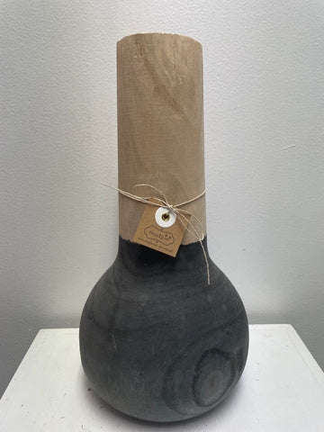 Mud Pie 13"Tall 6"Round Skinny Neck Two Tone Black/Tan Vase