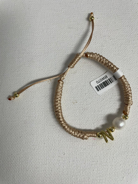 Light Pink Pull Thread Bracelet w/letter -N