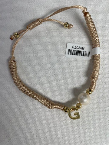 Light Pink Pull Thread Bracelet w/letter -G