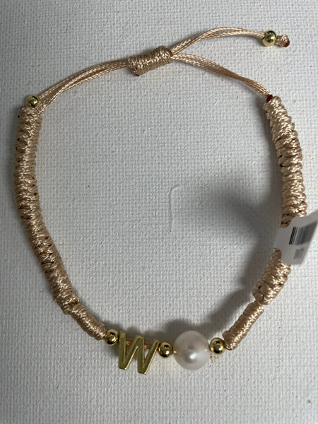 Light Pink Pull Thread Bracelet w/letter -W