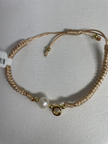 Light Pink Pull Thread Bracelet w/letter C