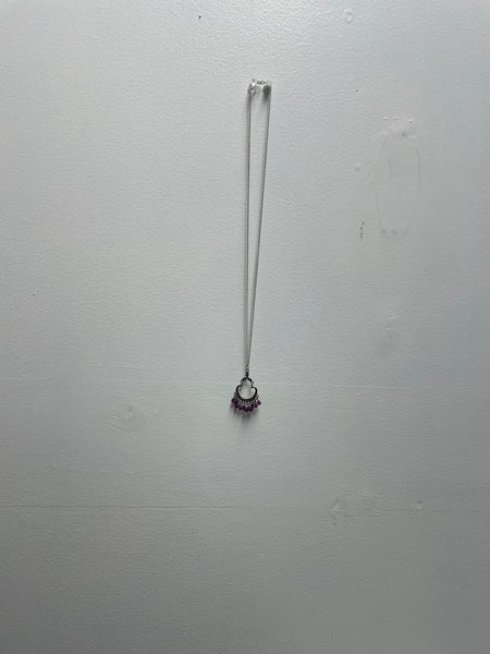 24"Silver Necklace w/silver/Lavender bead pendent
