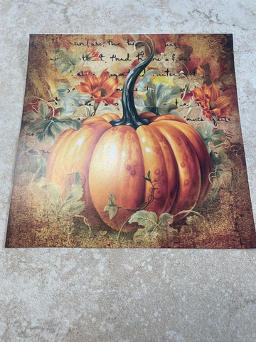 7"x7" Fall Prints -pumpkin w/large stem