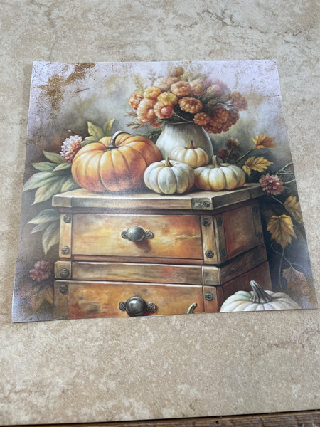 7"x7" Fall Prints -Pumpkin & vase