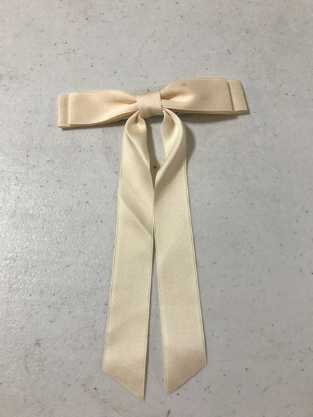 Silky Double Hair Bow Clips-Cream