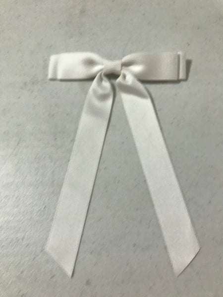 Silky Double Hair Bow Clips-white