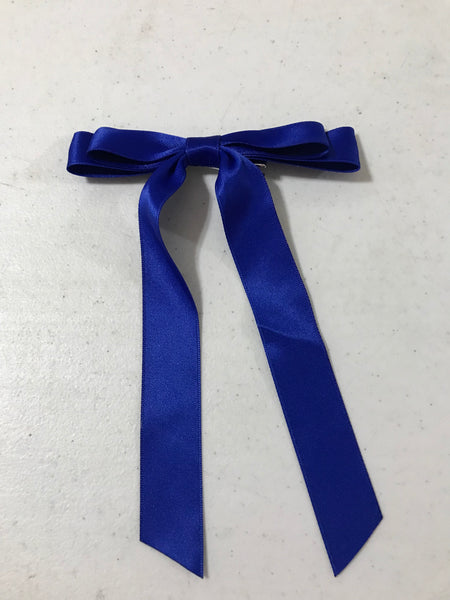 Silky Double Hair Bow Clips-blue