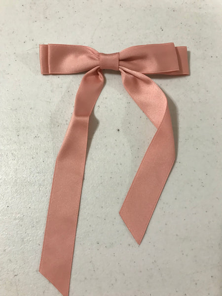 Silky Double Hair Bow Clips-Peach