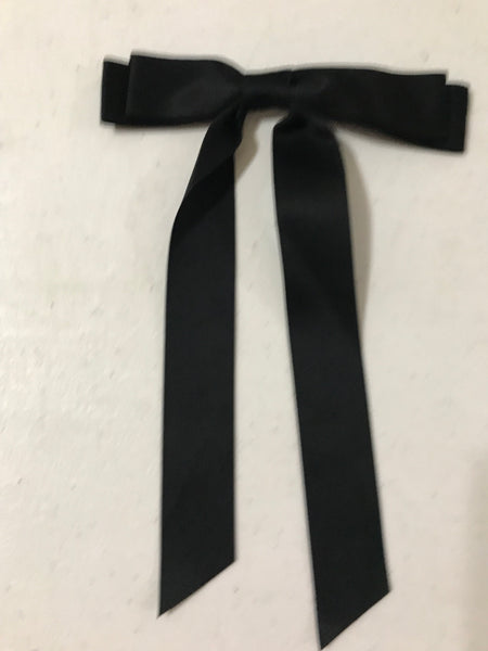 Silky Double Hair Bow Clips-Black