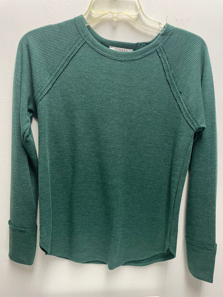 Waffle Hunter Green Long Sleeve top