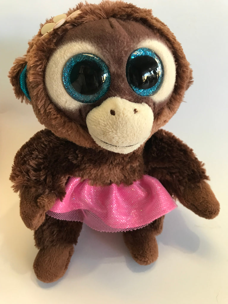 Brown Monkey w/dazzled Blue eyes w Pink skirt