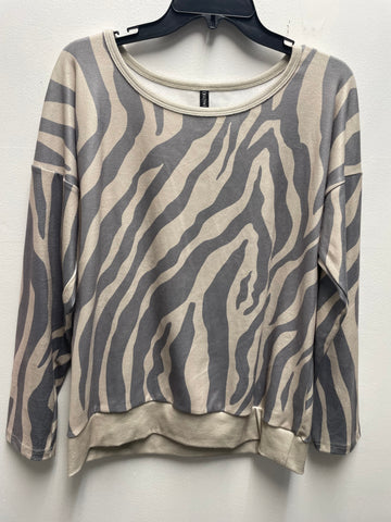 Crazy Train White/Gray animal print long sleeve top