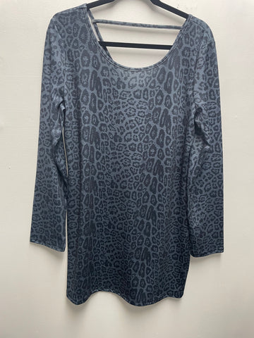 Crazy Train Leopard Print long sleeve Dress-Blue/black