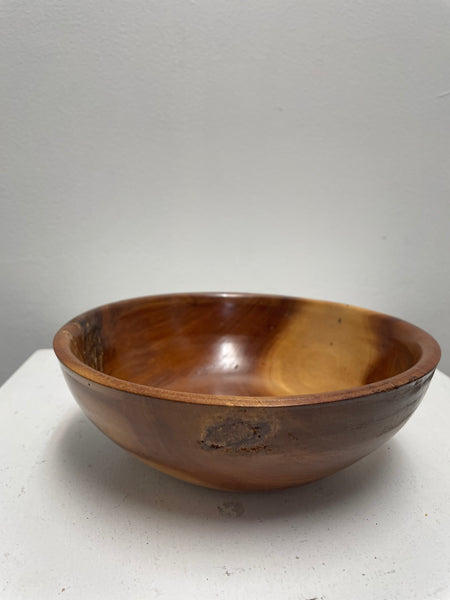 Elegant Hand-Turned Wooden Display Bowl – round brown-7"Rustic Charm for Any Room karen Forkin