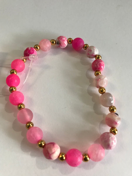 Stretch Bracelets-Pink Jade