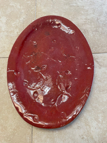 12"x9" Handmade oval burnt orange pottery dish