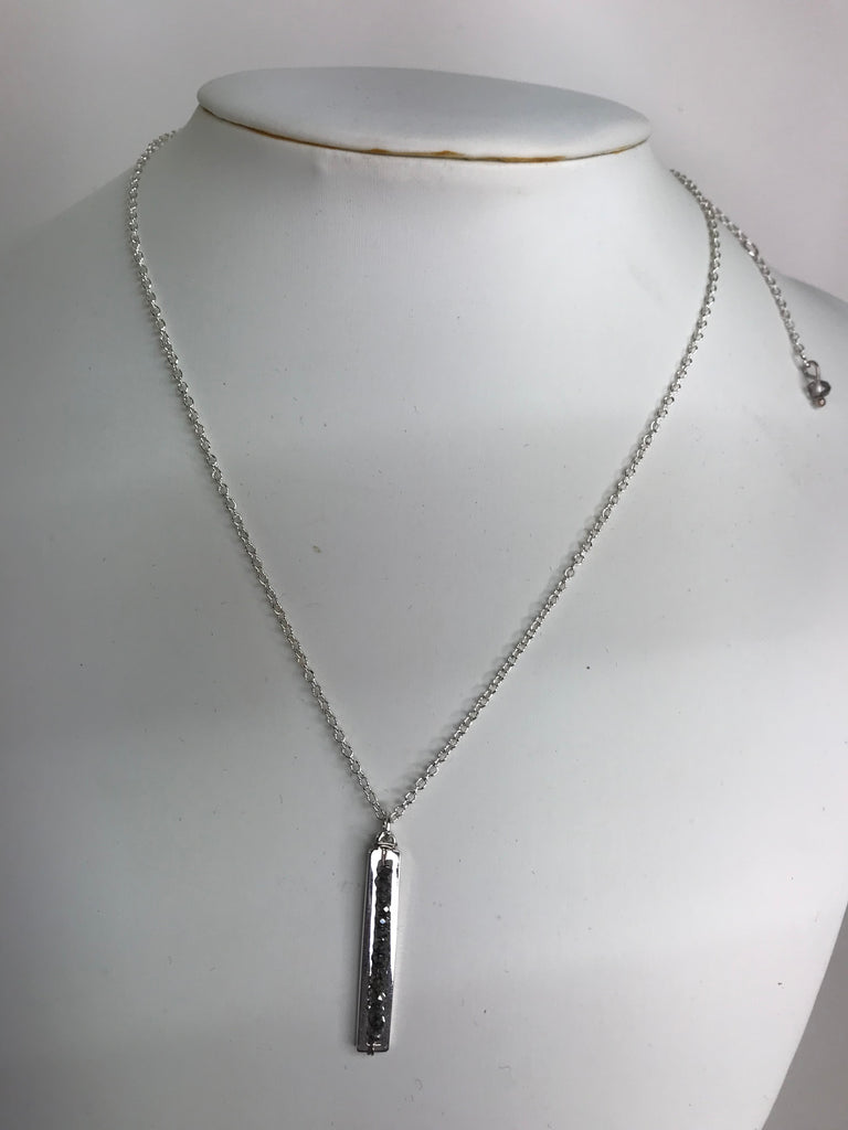 Silver 10" Beaded Pendent Necklace