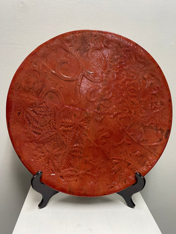 17"x17" Handmade burnt orange round flat plate