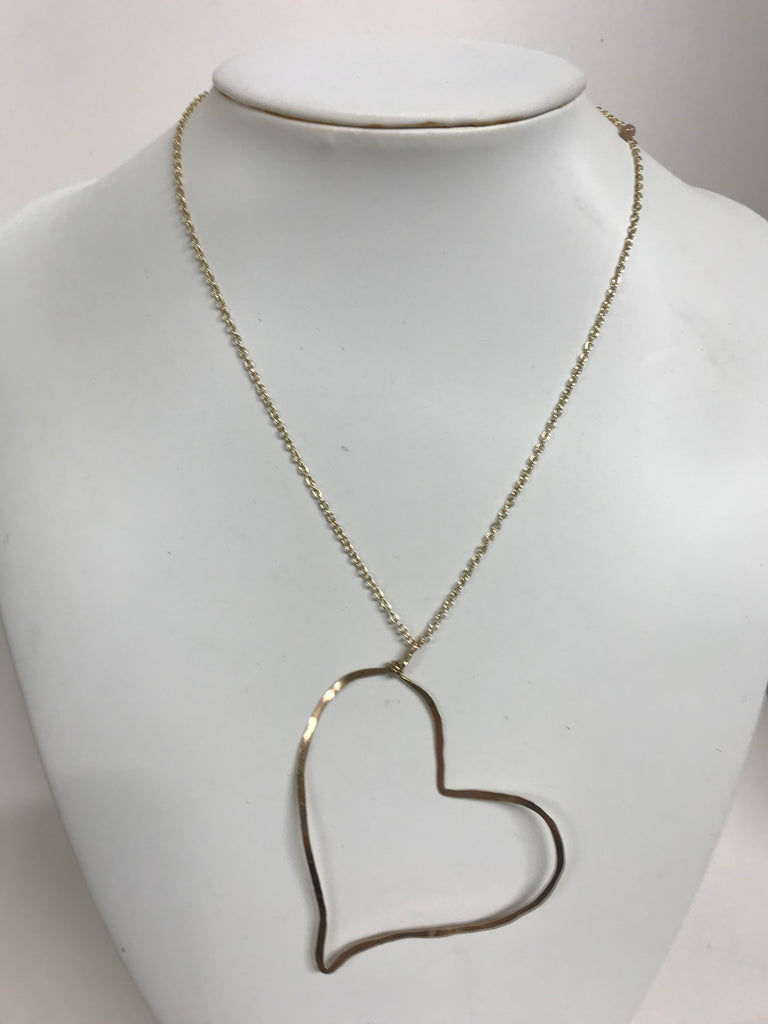 Gold 10" Large Heart Necklace