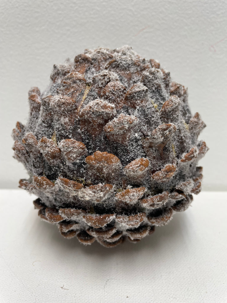 5" round white frosted /glitter Pinecone decor