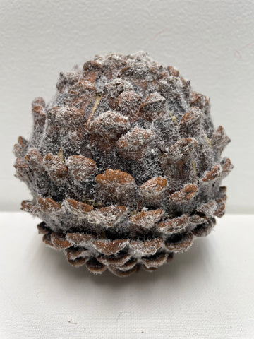 5" round white frosted /glitter Pinecone decor
