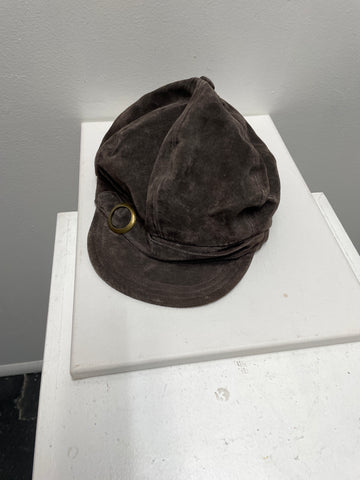 Preloved Brown Leather Newsboy cap
