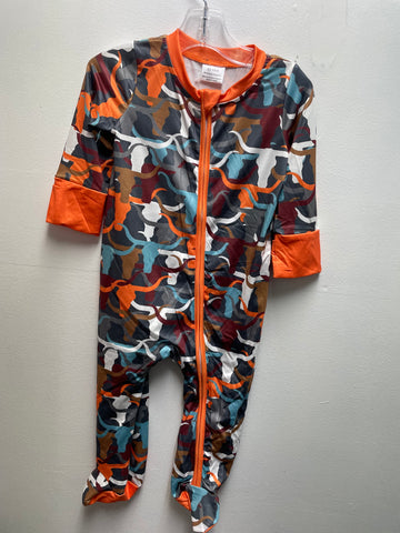 Kids Orange Camo zip-up Sleeper