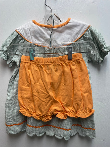 Kids Green/White Bloomer set w/pumpkins