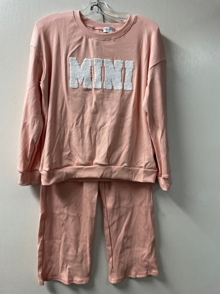 Girls Peach jogger set w MINI print Natasha May