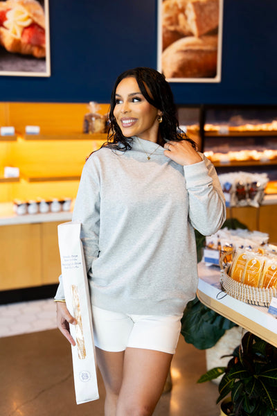 Mock Neck Sweatshirt, Grey Grace+Emma