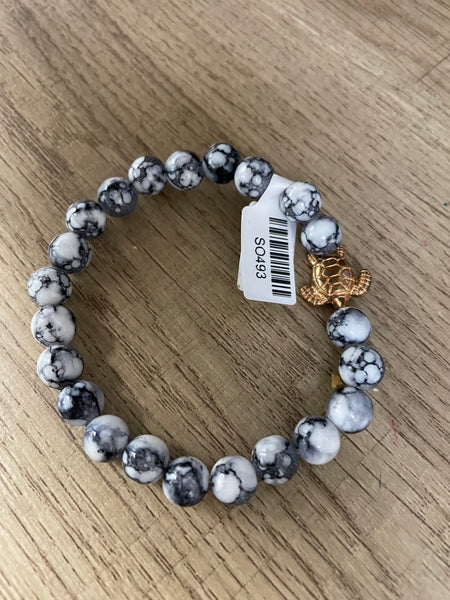 Multi Color Beaded Bracelets Shirley Ollison-white black marble