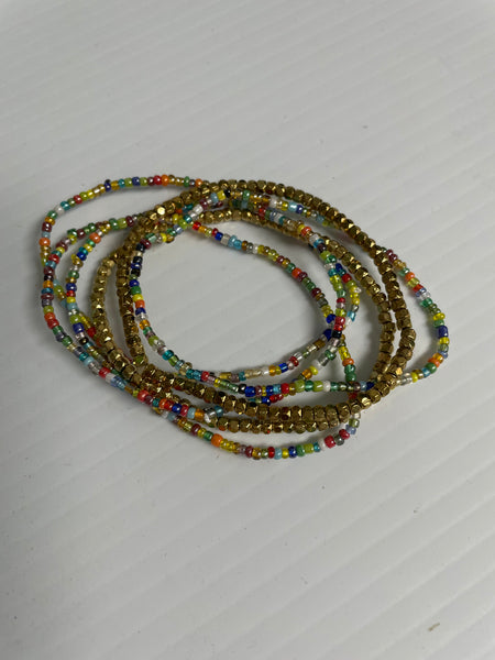 Multi Color Stack Bracelets Kendra Schrader-gold with light color beads