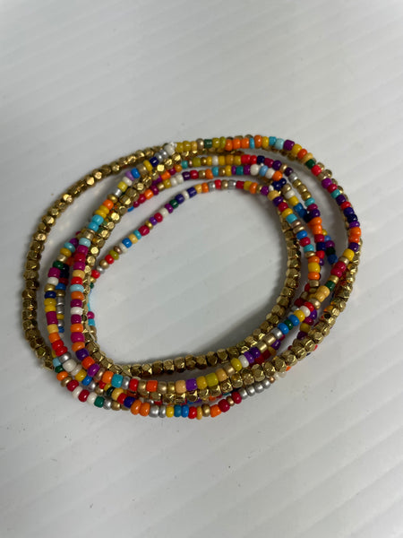 Multi Color Stack Bracelets Kendra Schrader-gold with dark color beads