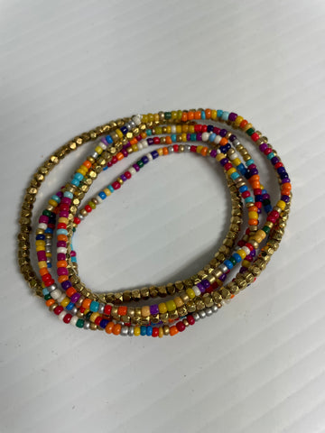 Multi Color Stack Bracelets Kendra Schrader-gold with dark color beads