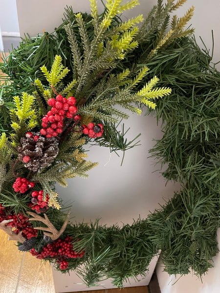 Christmas Grapevine Wreaths Tammy Welch-BERRIES ANTLER NO BOW