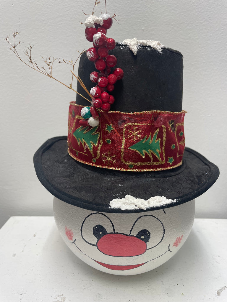 9"x6" Glass Snow Man Decor