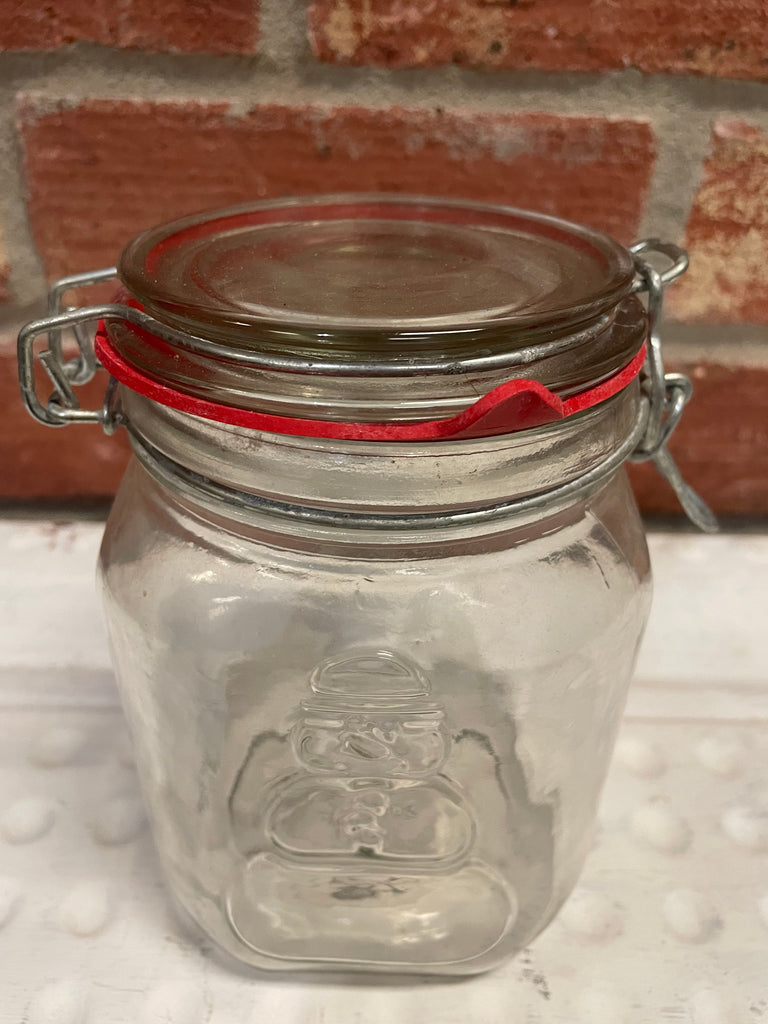 6"x4"glass Snowman Candy Jar