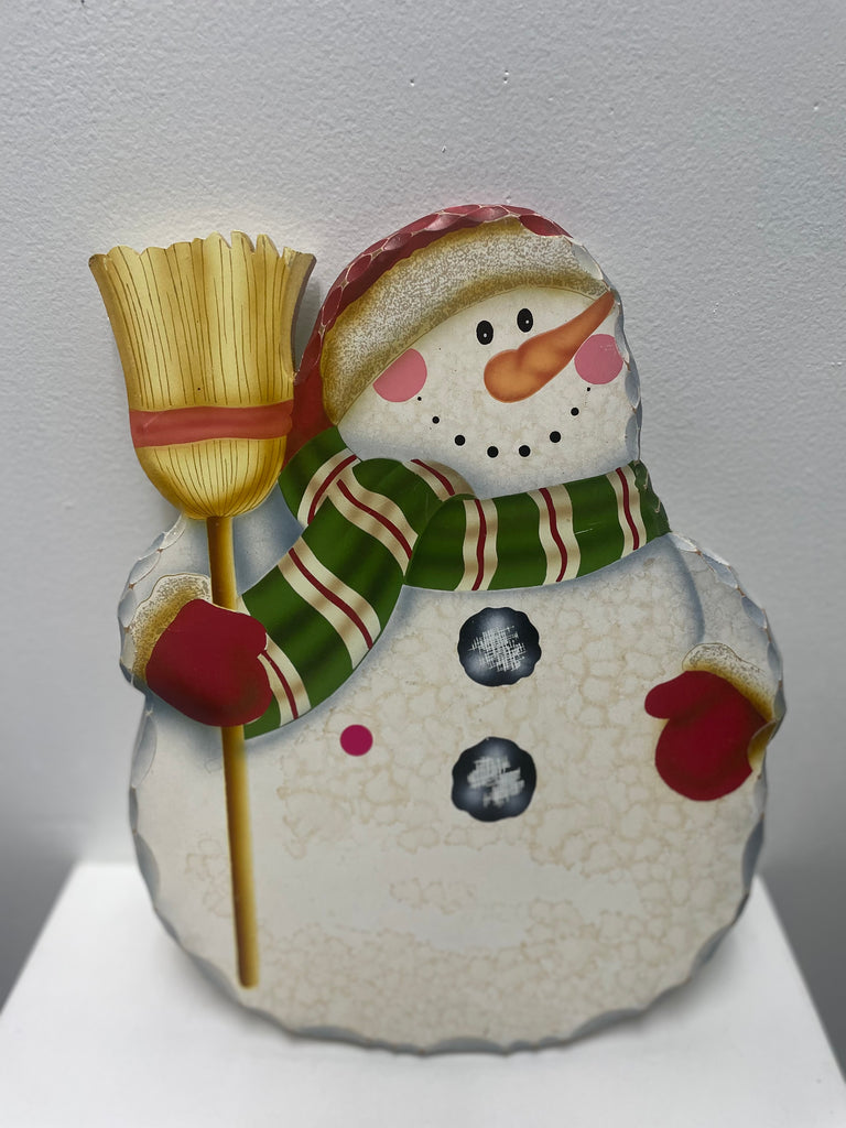 10"x13" Wall Hanger Snowman w/broom Jean Gardner