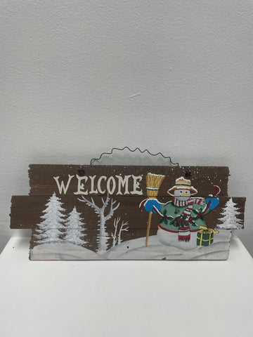 13"x5" Snowman Welcome Sign