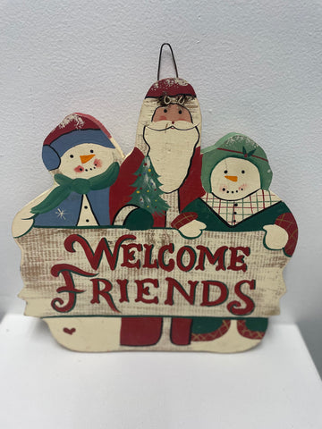 11'x11" Wall Hanger Snowmen/Santa "Welcome Friends"