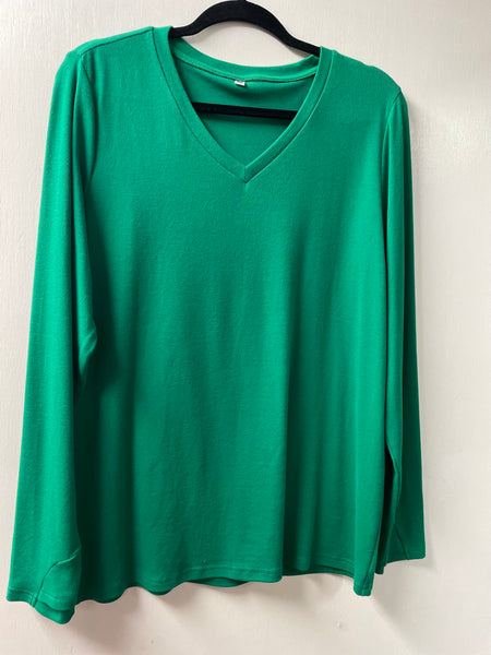 V-Neck Long Sleeve Tops OhhMy! Gifts and Things, LLC---green