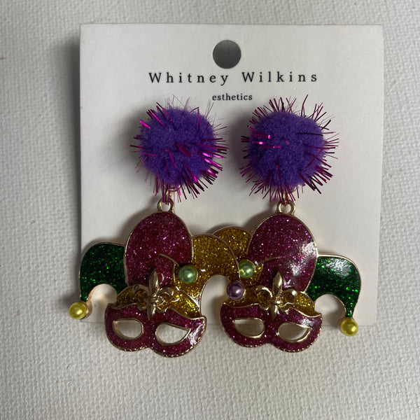 Mardi Gras Earrings - Purple Green Gold Festive Statement Jewelry