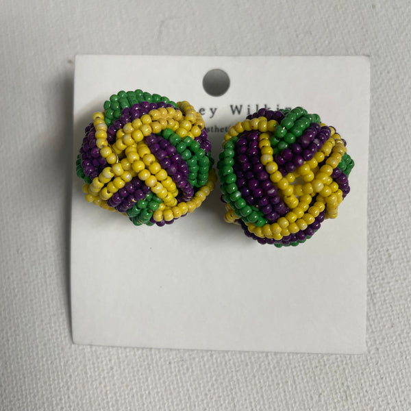 Mardi Gras Earrings - Purple Green Gold Festive Statement Jewelry