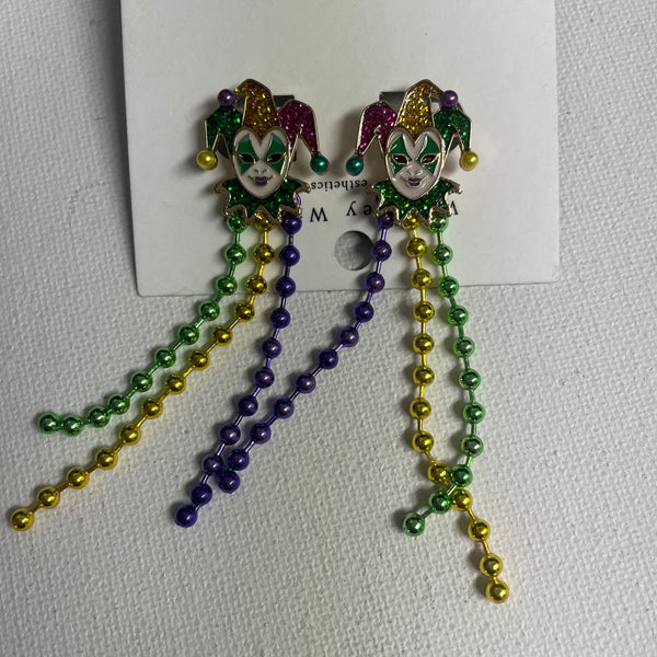 Mardi Gras Earrings - Purple Green Gold Festive Statement Jewelry