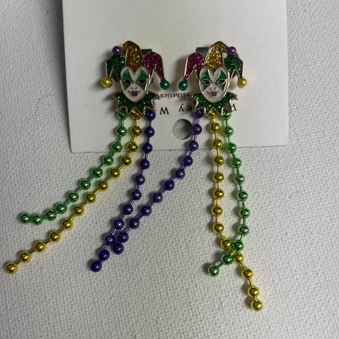 Mardi Gras Earrings - Purple Green Gold Festive Statement Jewelry