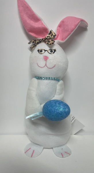 Bunny Shelf Sitter-White with Blue Egg