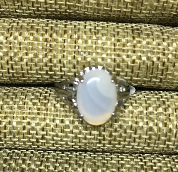 Ring-Silver White Stone